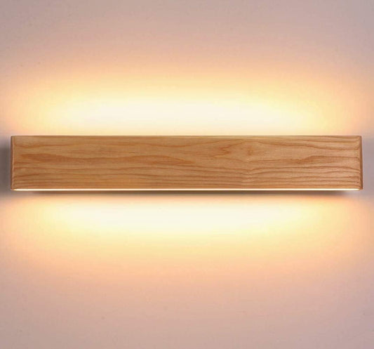 Lampada Da Parete LED Interni Legno Applique Da Parete Su E Giù Lampada a Muro per Soggiorno Camera Da Letto Corridoio Scala Bianco Caldo (52Cm)