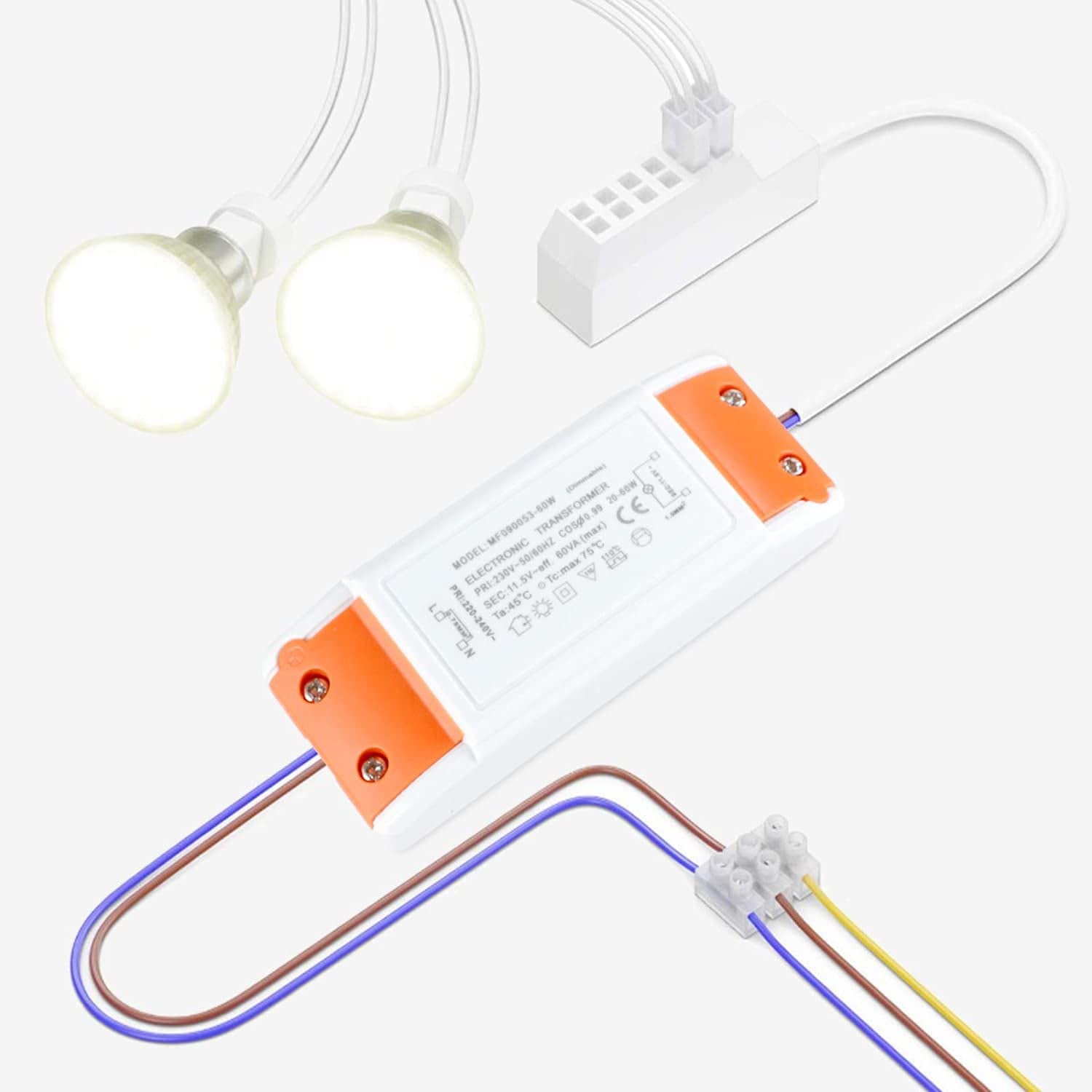 Trasformatore Elettronico Da 230V (AC) a 12V (AC) 20-60W,Protezione Da Sovraccarico per Trasformatori Alogeni,Dimmerabile per Lampade Alogene
