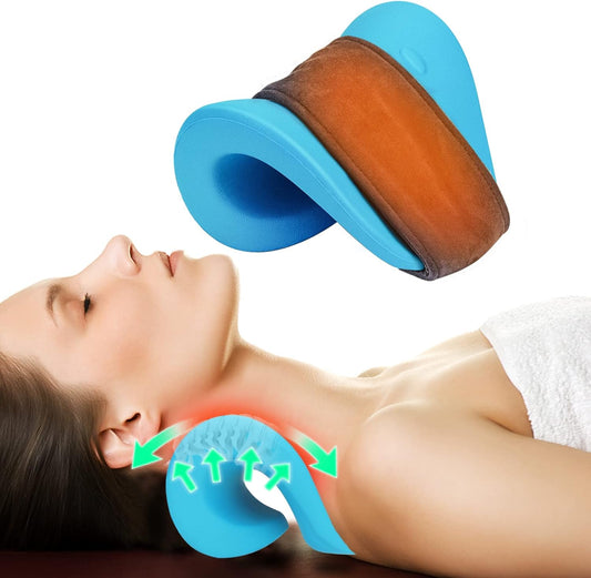 Barella per Collo Riscaldata, Nuvola Del Collo, Dispositivo Di Trazione Cervicale Con Cuscinetto Riscaldante, Rilassatore per Collo E Spalle, Cuscino Chiropratico per Alleviare Il Dolore TMJ