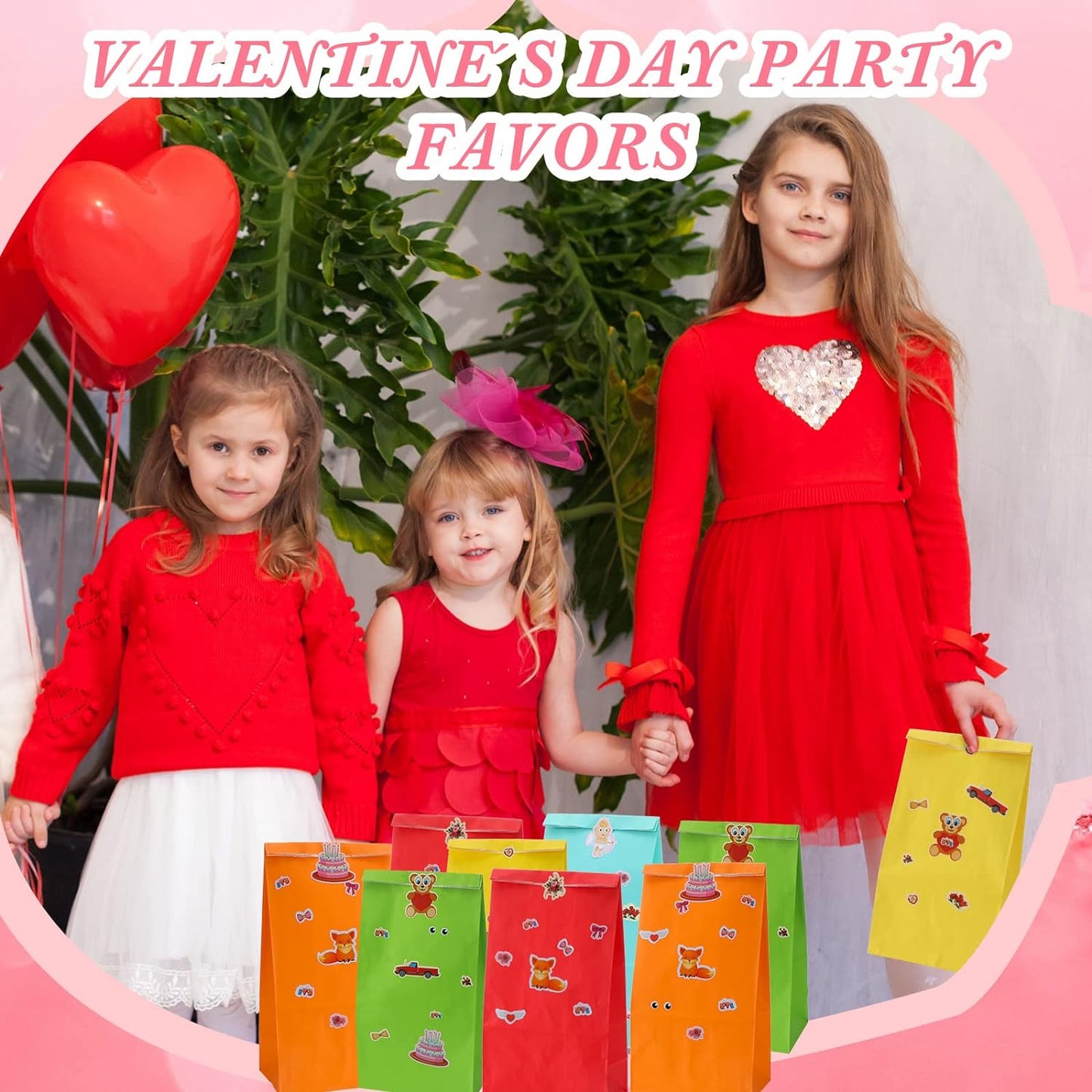 25 Sacchetti Regalo per Bomboniere Valentine Sacchetti Regalo per Feste Borsa per Feste E 25 Fogli DIY Adesivi Di Valentine Crea Tuoi Adesivi Fare Faccia Adesivi per Bambini