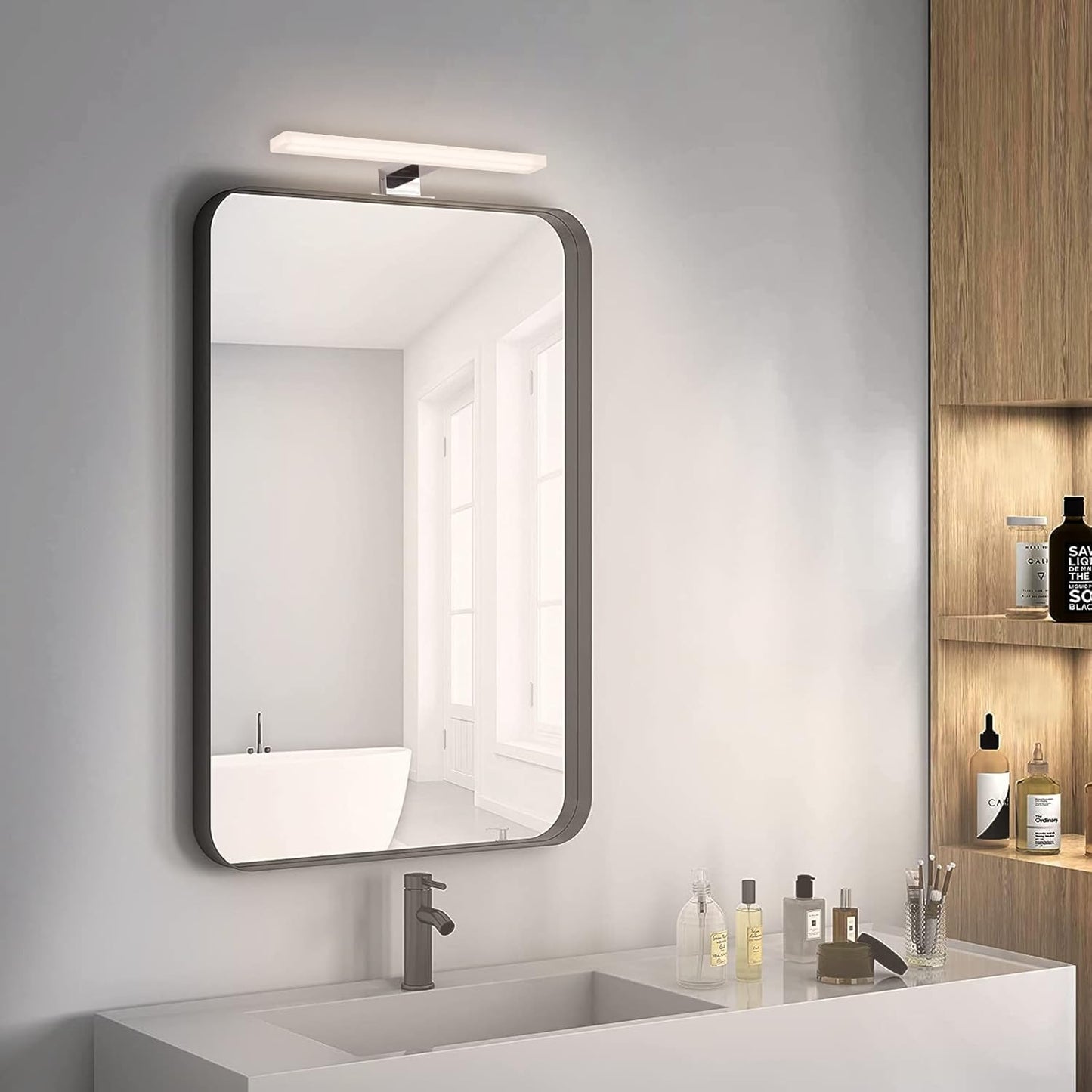 Luce Specchio Bagno Led, 5W 600Lm 30Cm, Lampada Specchio Bagno Parete, Bianco Naturale 4000K, Illuminazione Armadietto Specchio 230V IP44 Lampada Specchio Bagno ... (30Cm-4000K)