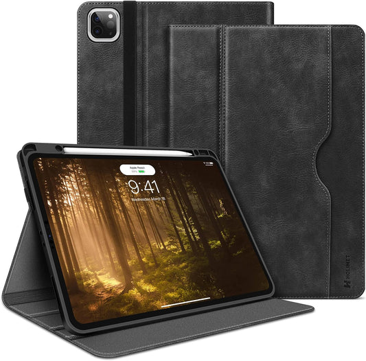 HOLIMET Custodia per Ipad Pro 12.9 2022 6 Generazione, 2022/2021/2020/2018 (6A/5A/4A/3A Gen) Smart Cover Con Pencil Holder per Pencil 2, Auto Svegliati/Sonno Case per Ipad Pro 12.9 Pollici (Nero)
