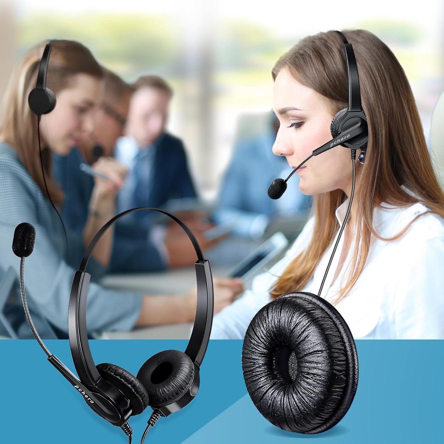 Cuffie RJ9 Regolabile per Telefono Fisso Call Center Regolare Con 4-Pin RJ9 Della Spina E Microfono