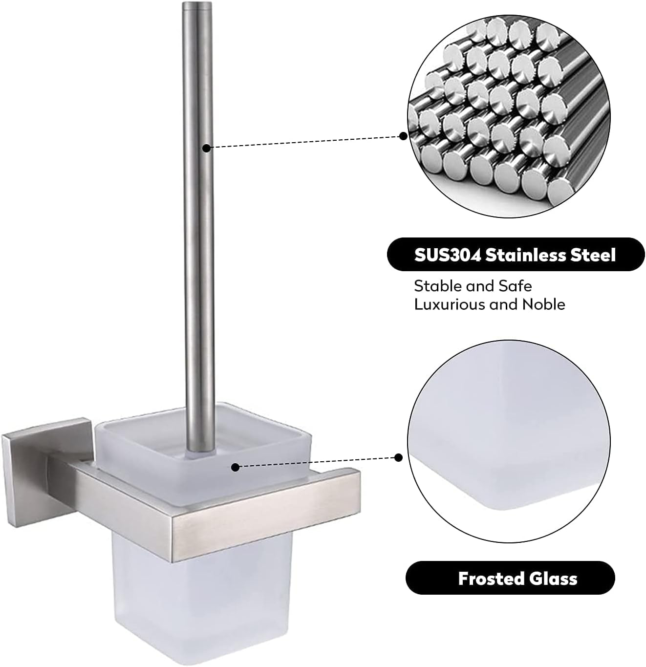 Porta Scopino Angolare Da Parete Porta Scopino Da Parete Set Da Bagno in Acciaio Inox Satinato Accessori per Il Bagno