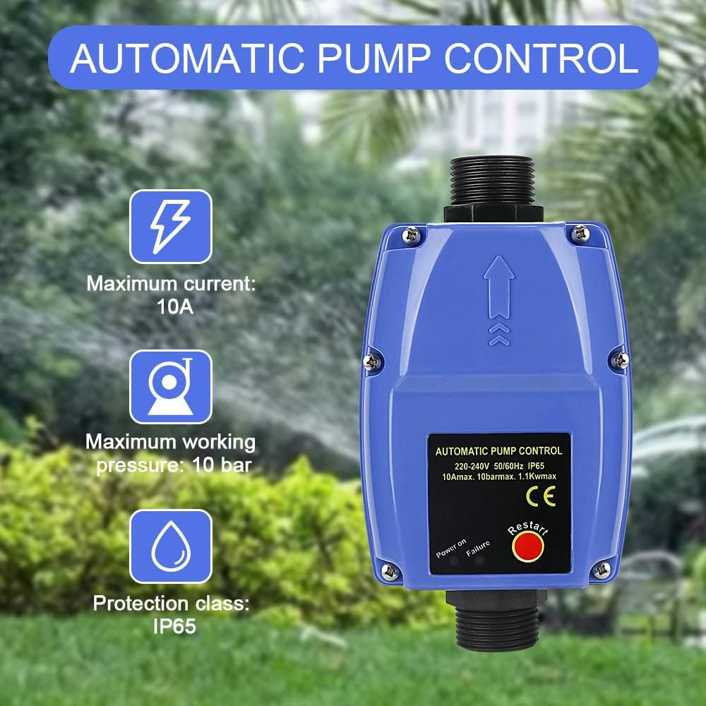 Interruttore Elettronico a Pressione Con Manometro E Cavo, Controllo Della Pompa, Potenza Massima 10 Bar, Pompa Sommergibile, Pompa per Fontana Profonda E Pompa Da Giardino