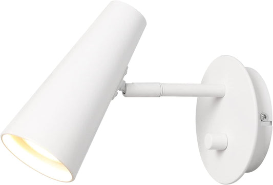 Lampada Da Parete GU10 5W 3000K Bianco Caldo Illuminazione Da Parete Interni Con Interruttore Dimmer Faretto Muro Luce Orientabile per Camera Da Letto Lettura Cucina, Alluminio, Bianco