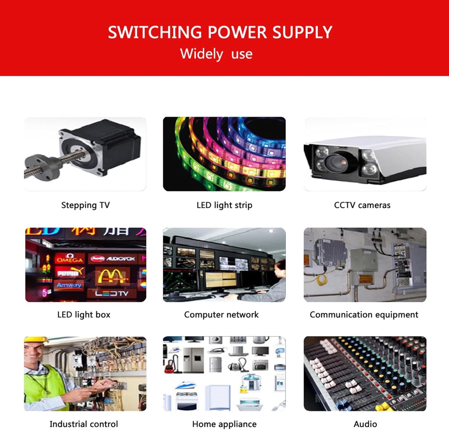 Commutazione Alimentazione Driver Trasformatore LED 18V 10A 180W per LED Strip, Telecamera CCTV, Sistema Di Sicurezza, Videosorveglianza, Controllo Industriale