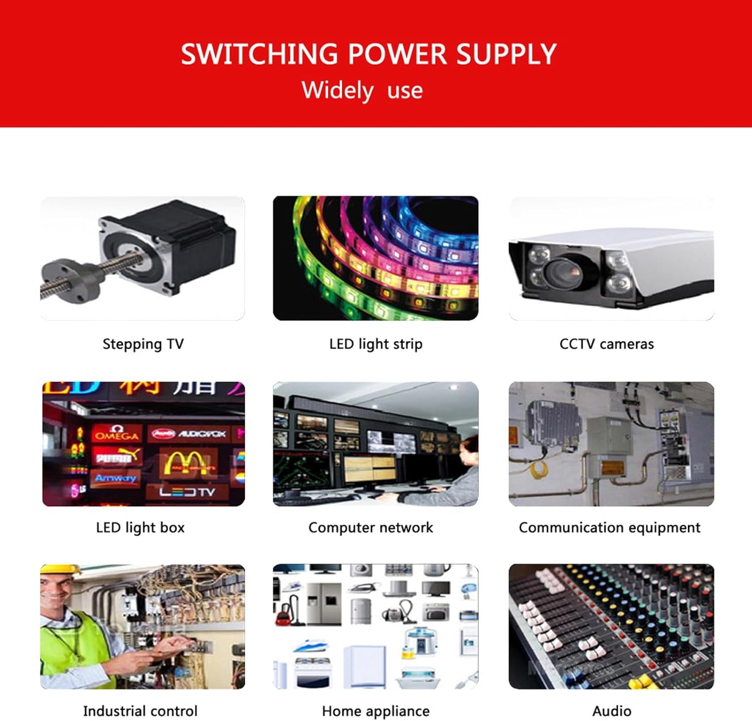 Commutazione Alimentazione Driver Trasformatore LED 18V 10A 180W per LED Strip, Telecamera CCTV, Sistema Di Sicurezza, Videosorveglianza, Controllo Industriale
