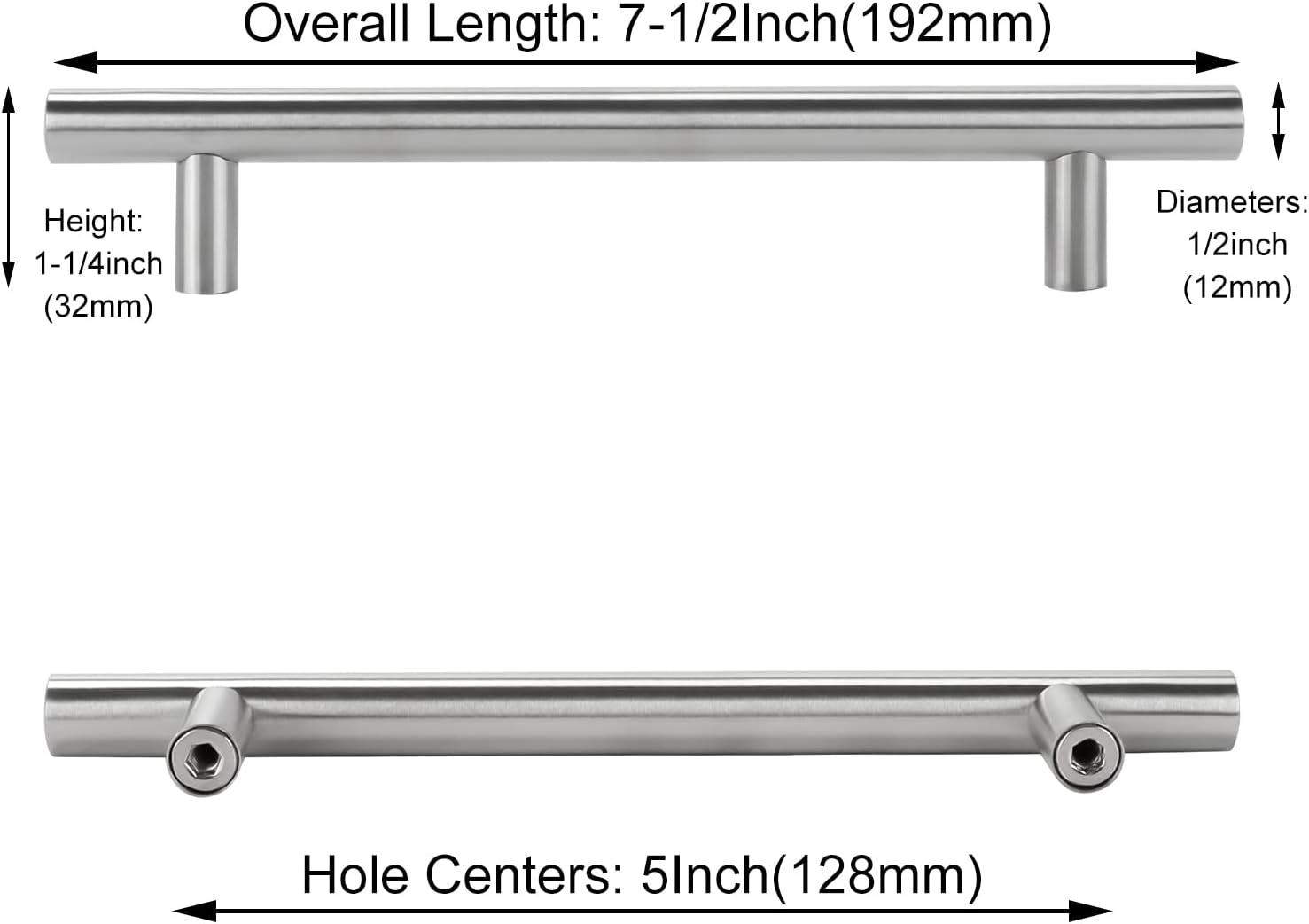 25 Pezzi Maniglie per Mobili Maniglie per Mobili Moderni Maniglie Cassetti Argento - LS201BSS128 Maniglie per Mobili Moderni Maniglie per Bambini Nichel Spazzolato