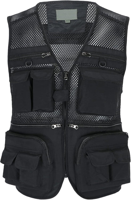 Gilet Da Uomo All'Aperto Panciotto Da Pesca Multitasche Leggero Traspirante Giacca Da Lavoro Asciugatura Rapida Sport Giubbotto Senza Maniche Fotografi Gilet Da Caccia