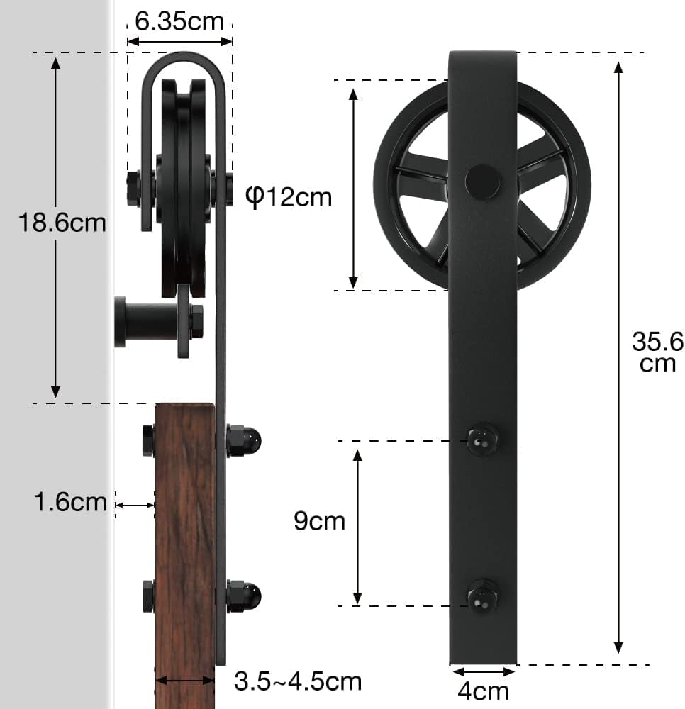 150Cm Kit per Armadio per Ferramenta per Porte Scorrevoli per Uso Intensivo Con Sistema Di Binario Nero per Porta Singola, Senza Intoppi E Silenziosamente