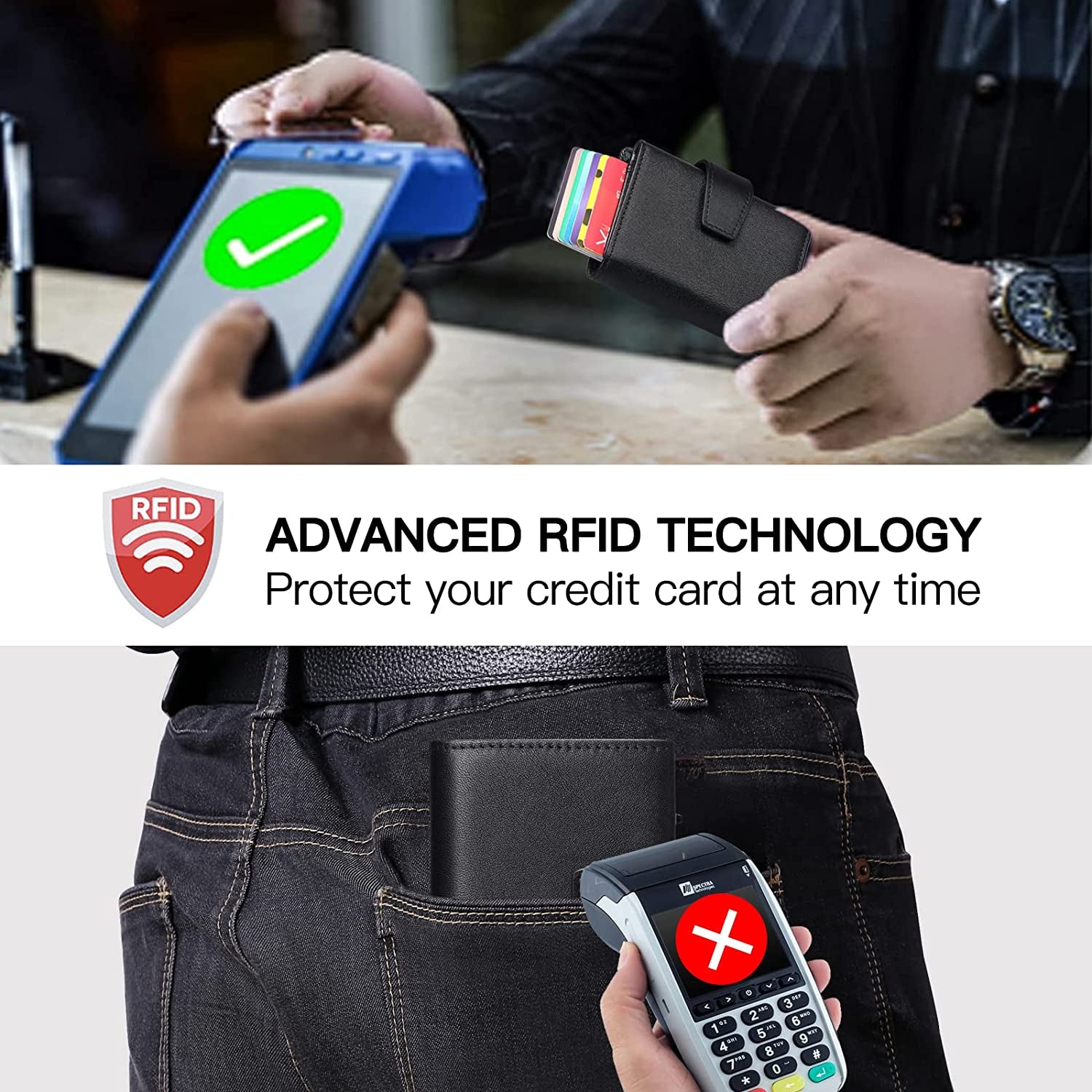 Porta Carte Credito Protezione RFID | Portafoglio Slim Da Uomo Vera Pelle | Portafoglio Uomo Con Portamonete, | Mini Porta Tessere Portacarte Uomo