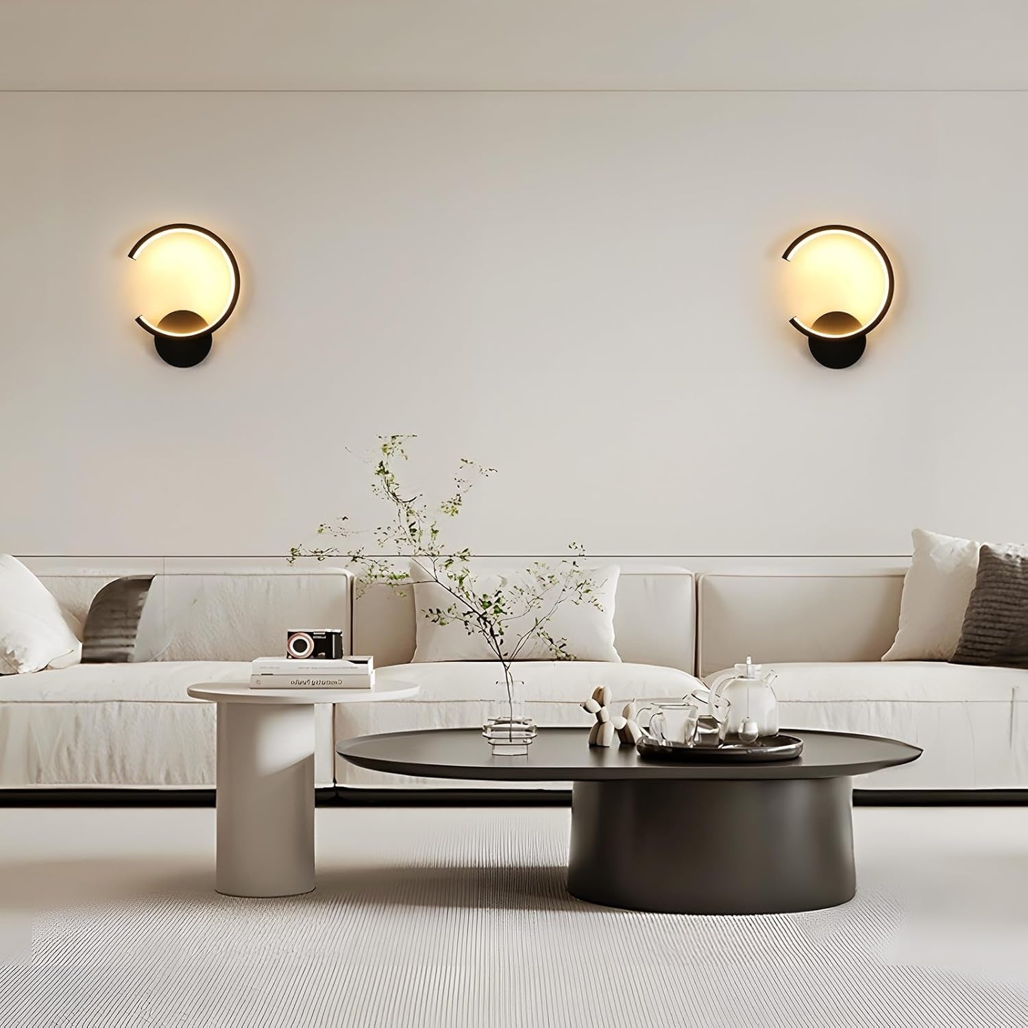 Applique LED Da Parete Moderno, 10W Rotonda Lampada Da Parete Interno, 3000K Bianco Caldo Lampada a Muro per Camera Da Letto, Soggiorno, Corridoio, Scala, Nero