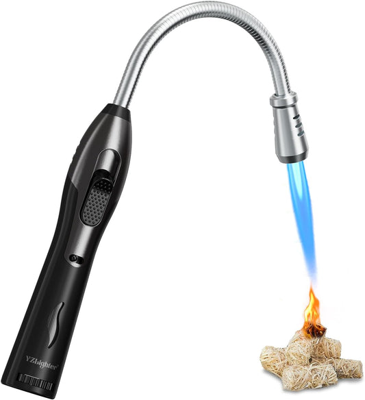 Accendino Lungo per Camino Candele Antivento Accendino Gas Butano Accendigas a Fiamma Accendino Lungo Torcia Con Collo Flessibile Accendini Jet per Candela Barbecue Stufa (Senza Gas)