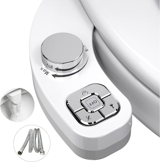 Inserto per Bidet per WC, Non Elettrico, Sottile Bottone Automatico, Bidet, Doppio Ugello Autopulente Retrattile (Protezione Da Intasamento) E Manopola per La Regolazione Della Pressione