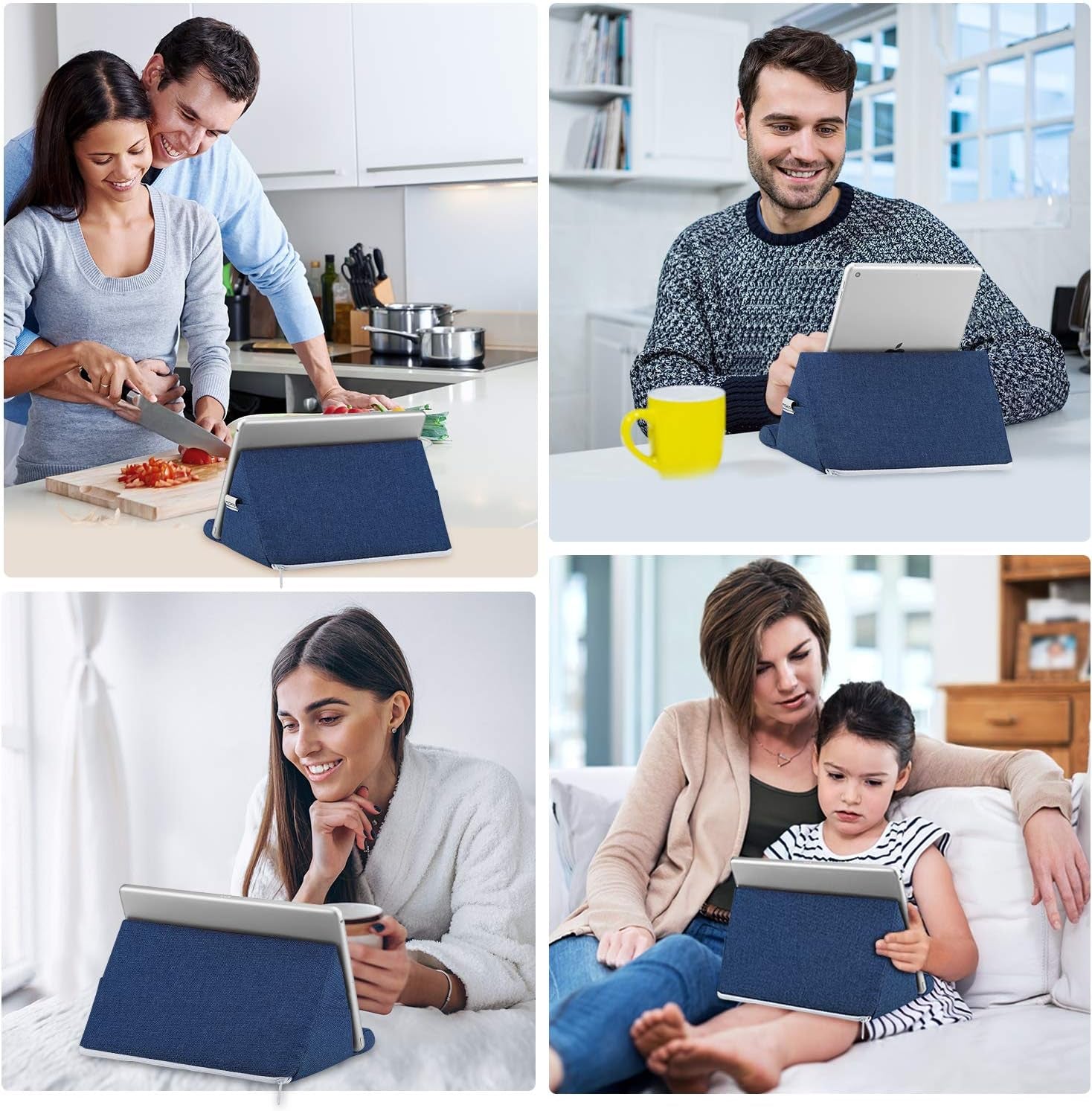 Supporto Tablet Universale in Spugna Compatibile Con Galaxy Tab S9/S9+, Ipad 10,2 10A 2022/Air 5 10,9, Microsoft Surface PRO Fino a 11", Accessori Tablet, Supporto per Tablet, Blu Marino