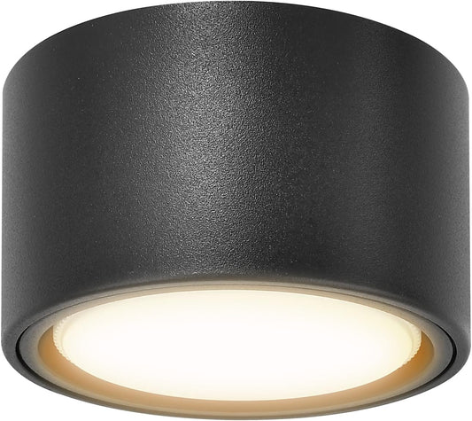 Faretti LED Soffitto 6W Faretti Da Soffitto 550LM 3000K Bianco Caldo Plafoniera Led Soffitto Rotonda Ø95X55Mm Lampada Da Soffitto in Alluminio per Corridoio Salotto Salone Cucina, Nero