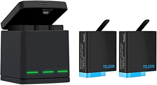 Caricabatteria Tripla E Scatola Di Immagazzinaggio Di Batteria Con Caricabatteria a 3 Canali Con 2 Batterie Ricaricabili Agli Ioni Di Litio per Gopro Hero 8 Black, Hero 7/6/5 Black