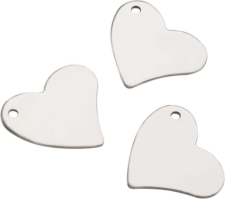 Pandahall - 10 Ciondoli a Forma Di Cuore in Acciaio Inossidabile Vuoti per Stampaggio Da Usare Come Charm E Ciondoli, 18X19,5 X0,6 Mm, Color Metallo, Con Foro Da 1,6 Mm, per La Di Gioielli Fai Da Te