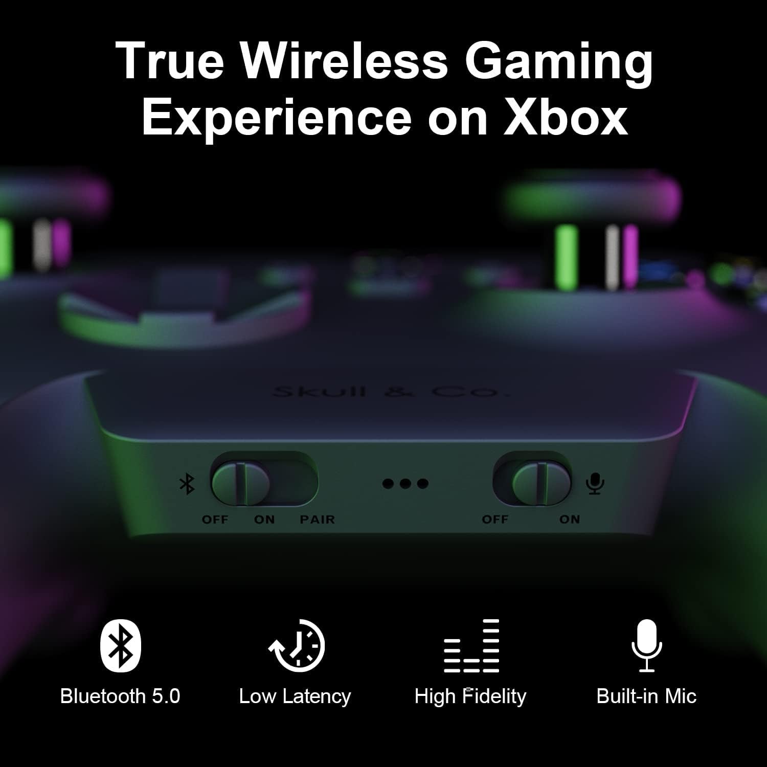Audiobox for Xbox (Xsx/Xss/Elite) Controllers: Bluetooth 5.0 Wireless Audio Transmitter Adapter Low Latency - Black