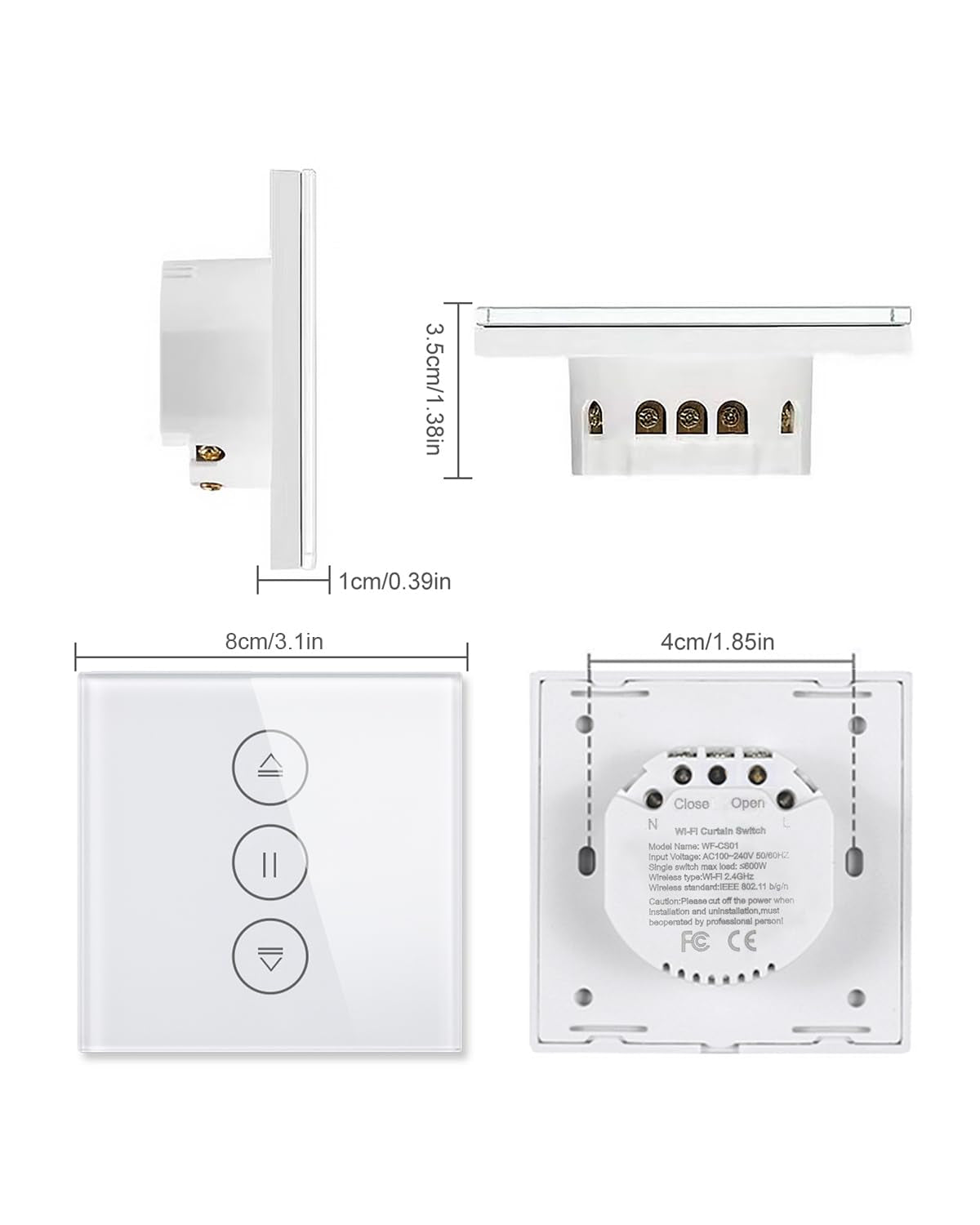 Interruttore per Tapparelle, Smart Home Necessita Di Controllo per Tapparelle, Interruttore per Tapparelle Con Alexa/Google Home/Smart Life Funziona 80 X 80 (801)