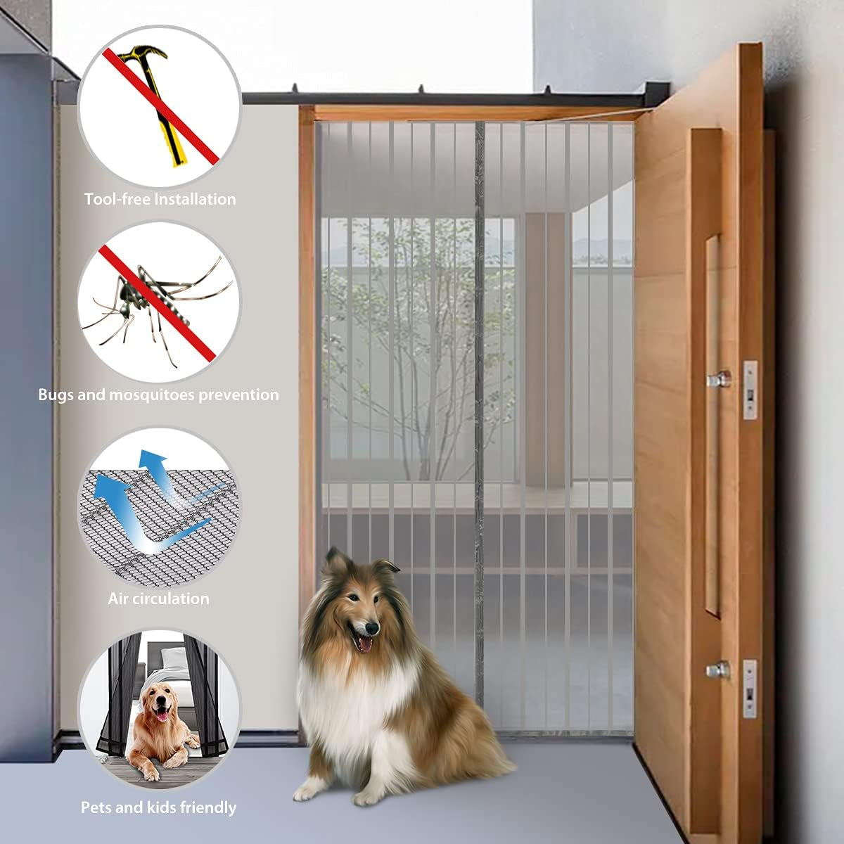 80X200Cm Zanzariera Magnetica per Porta, anti Insetti, per Legno, Ferro, Porte in Alluminio, Facile Da Installare, Non È Necessario Praticare Fori, Apertura E Chiusura Silenziosa, Grigio