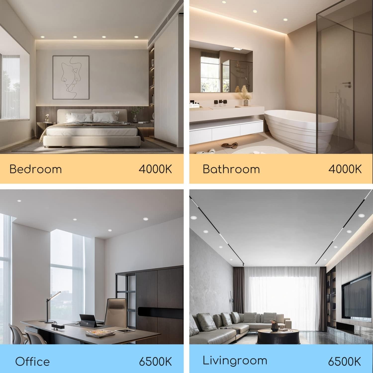 Downlight Da Incasso a LED, 18W Equivalente a 175W, Daylight 4000K, Faretti LED, Oblò a LED, Ф190-200Mm, Confezione Da 2