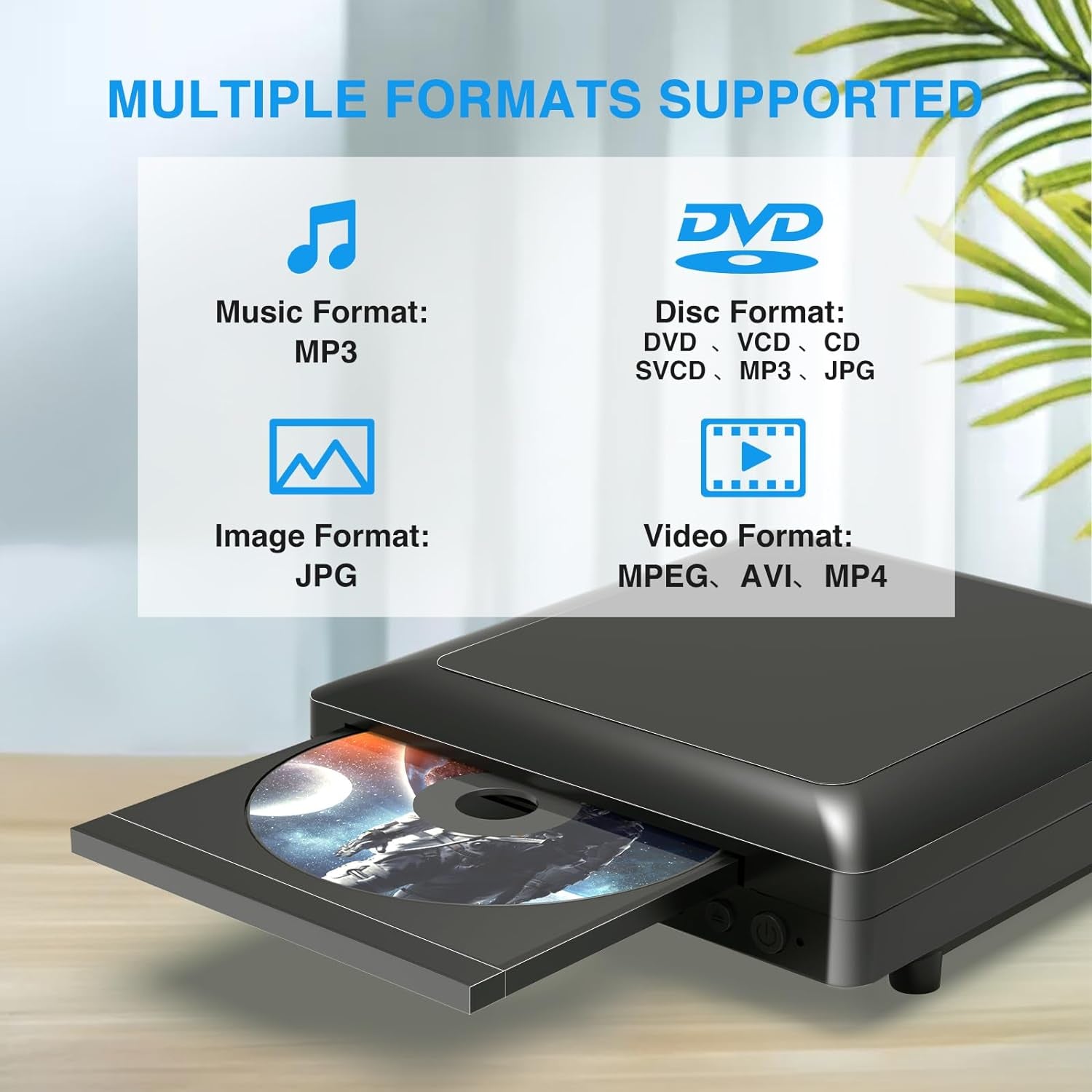 DVD Player for TV with HDMI AV Output, USB Input, HD1080P DVD CD Player, Built-In PAL NTSC System, All Region Free, HDMI/ AV Cable Included, 2019