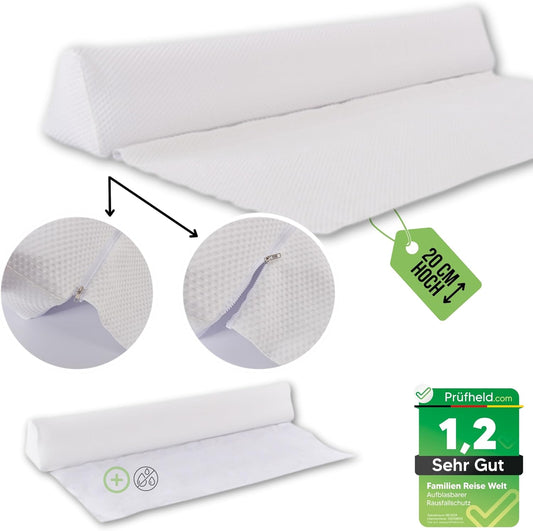 Maxx - Protezione Anticaduta Gonfiabile 3 in 1 per Bambini, Lunghezza 160 Cm, Altezza 20 Cm, Sicurezza Grazie Alla Protezione Dei Bordi Del Letto, Accessorio Da Viaggio Con Chiusura Lampo E