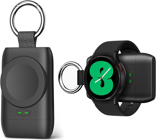 Caricabatterie per Samsung Watch, Portatile USB C Caricatore per Samsung Watch 6, 1400Mah Caricabatterie Wireless per Samsung Galaxy Watch 6/5/4/3, Caricatore Magnetico Con Portachiavi (Nero)