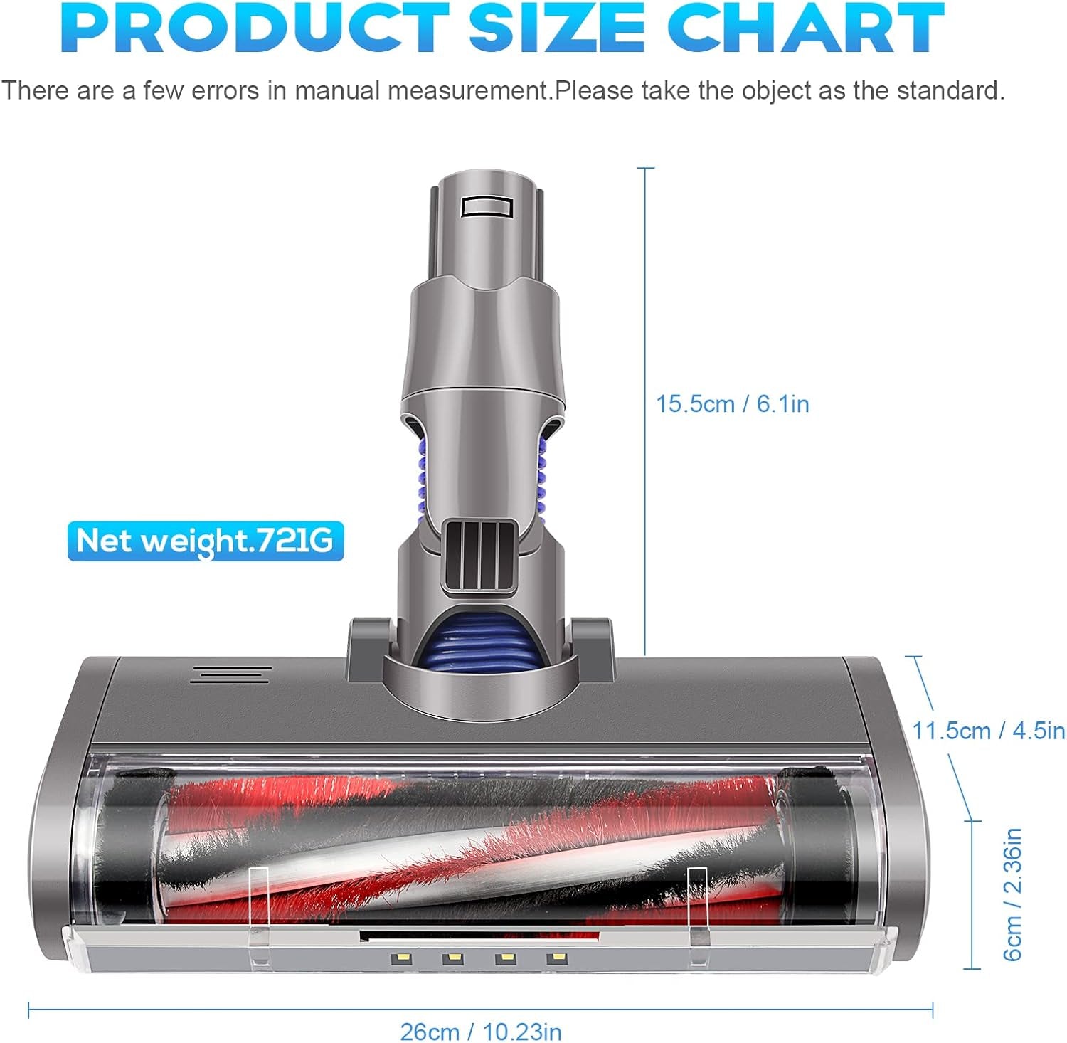 Testina per Aspirapolvere Compatibile Con Dyson V6, V6 Absolute, V6 Animal Fluffy, V6 Trigger, V6 Motorized Floor Serie Di Aspirapolvere