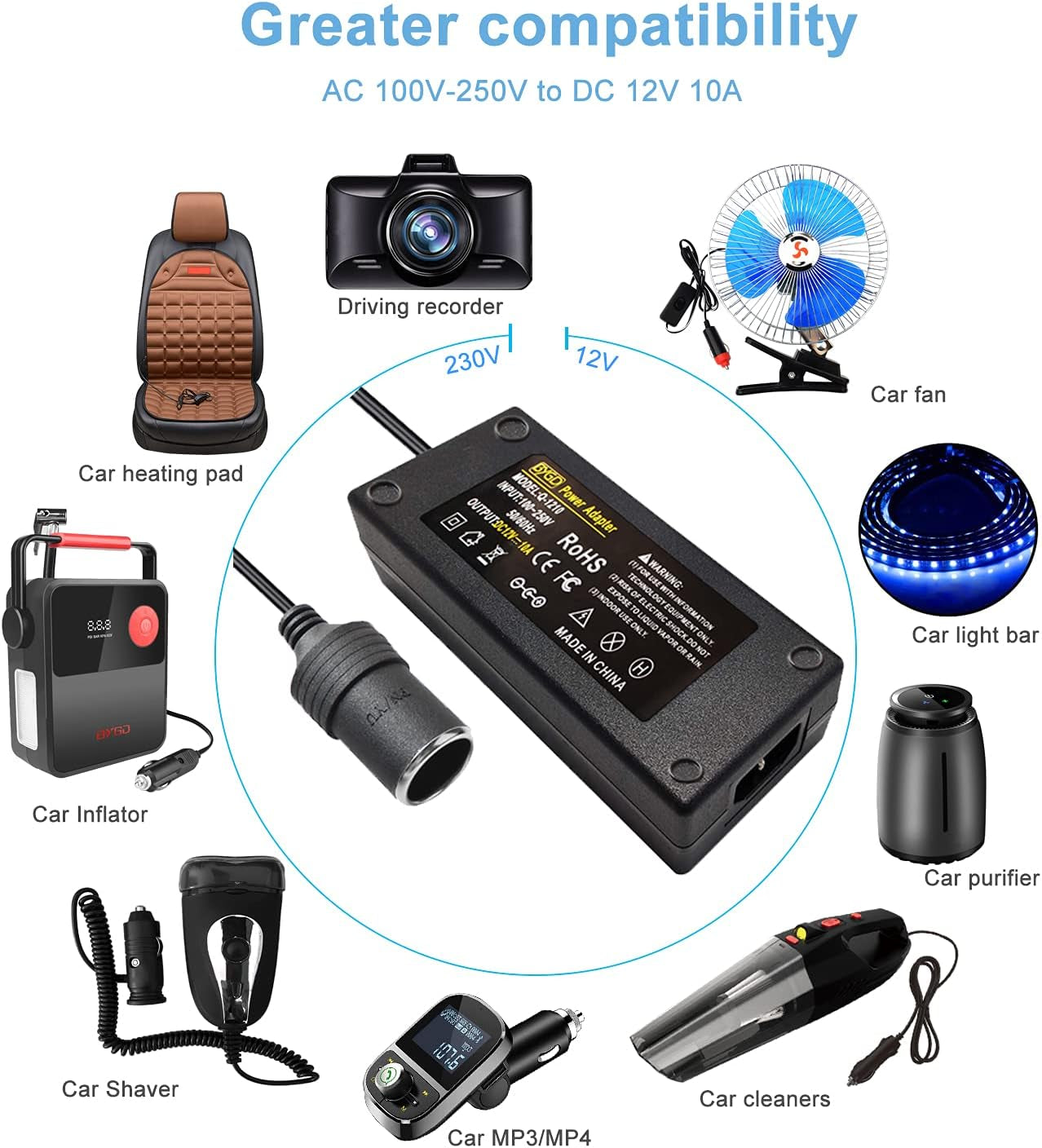 Adattatore 12 V 220 V 10 a 120 W, Adattatore 220 V 12 V Accendisigari Convertitore Presa Accendisigari Auto Adattatore Di Alimentazione Adattatore Di Alimentazione Da Sigaro a Alimentazione