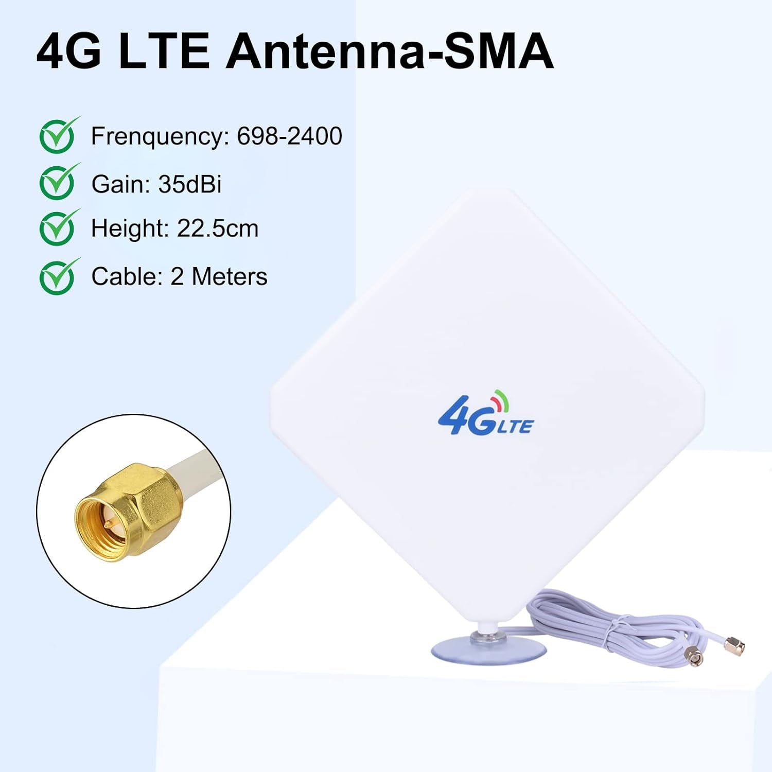 SMA Antenna Dual Mimo SMA Maschio Fino 35Dbi 698-2700Mhz Omnidirezionale Amplificatore Di Segnale Con 2M Cavi per 4G LTE