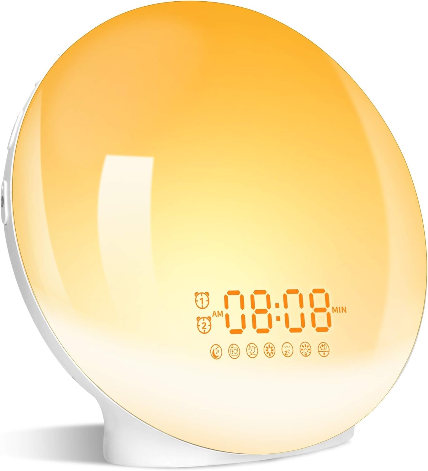 Wake up Light, Luce Sveglia Da Comodino Con Simulazione Dell'Alba E Tramonto, Luce Notturna LED Con FM Radio Funzione Snooze, Luce Sveglia Digitale per 20 Livelli Di Luminosità E 11 Colori