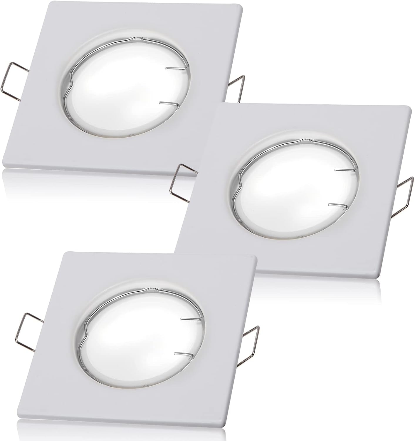 Set di 3 faretti da incasso a LED con modulo GU10, faretto da incasso a soffitto da 3 W, quadrato, dimmerabile, 230 V, foro 55 mm, bianco caldo (bianco)