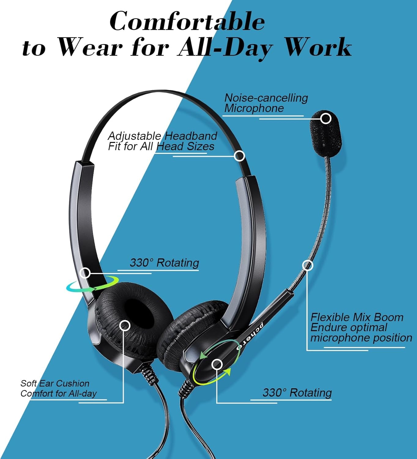Cuffie RJ9 Regolabile per Telefono Fisso Call Center Regolare Con 4-Pin RJ9 Della Spina E Microfono