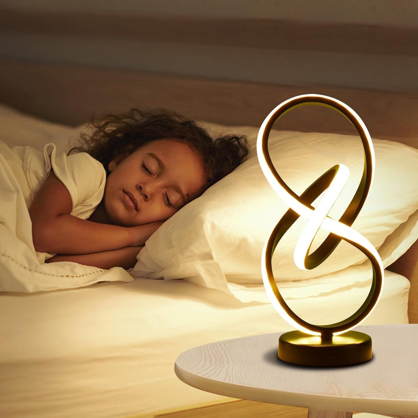 Lampada Da Comodino Camera Da Letto, Lampada Da Tavolo a LED Touch Dimmerabile 12W,Design Moderno a Spirale,800Lm 3000K Luce Bianca Calda, Illuminazione Decorativa per Soggiorno Ufficio Regalo