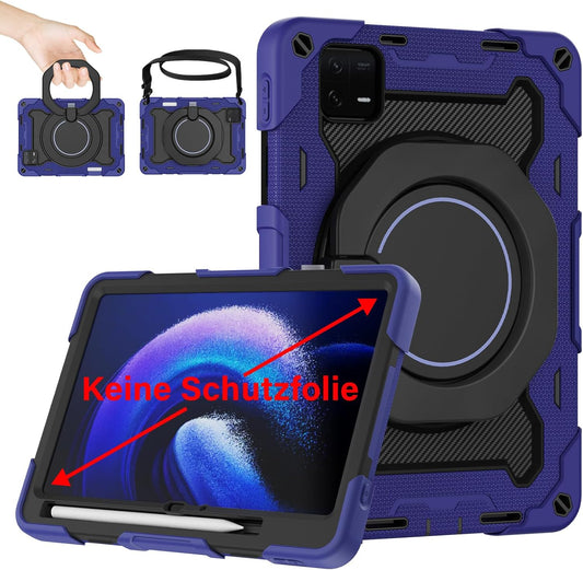 Custodia per Xiaomi Mi Pad 6/Mi Pad 6 Pro 11 Pollici 2023, Custodia Antiurto Xiaomi Pad 6 Con Portapenne E Supporto Girevole E Tracolla, Blu