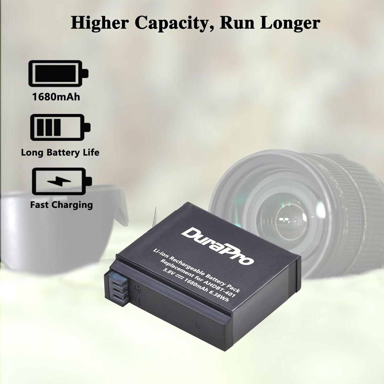 Batterie AHDBT-401 (4 Confezioni) 1500 Mah + LCD Dual USB Charger per Gopro 4 Batteria Gopro Hero 4 Nero/Argento Batterie Fotocamera