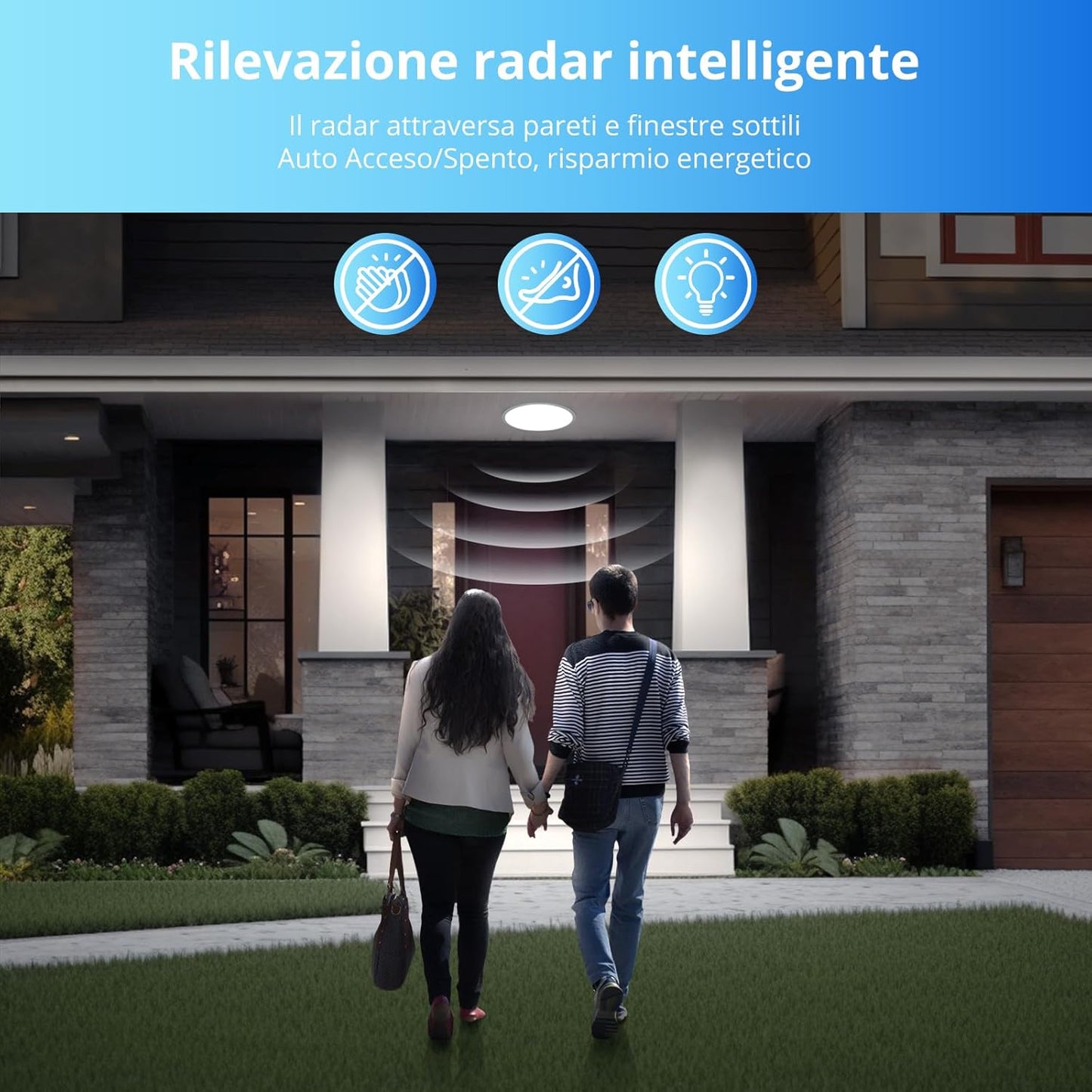 Plafoniera LED Soffitto Con Sensore Di Movimento Radar, 28W 2800LM Rotonda Plafoniere Con Sensore Crepuscolare, 3000K/4000K/6000K Ø30CM Lampada Da Soffitto Moderna per Corridoi Scale Garage