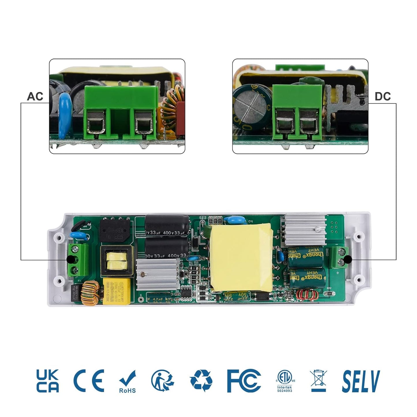 Trasformatore LED 24V 2.5A, 60W AC 220V a 24 Volt DC Alimentatore LED, Ultra Sottile Stabilizzato LED Driver Tensione Costanten, Adattatore per Lampadine LED G4 MR11 MR16, Strisce LED,