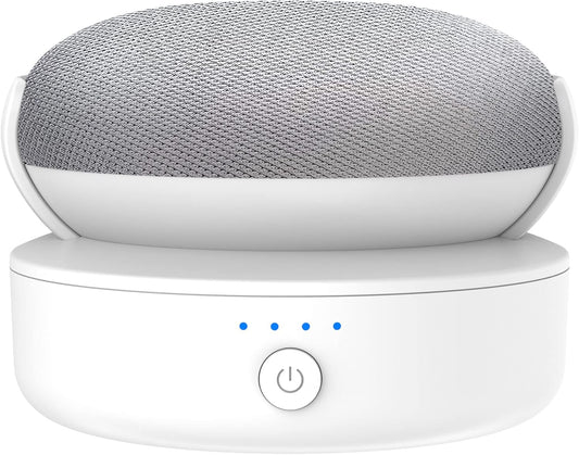 Base per Batteria Compatibile Con Google Nest Mini - Accessorio per Supporto per Batteria Da Esterno Portatile per Cucina E Giardino, Alimentatore 9 Ore Di Riproduzione (Bianco)