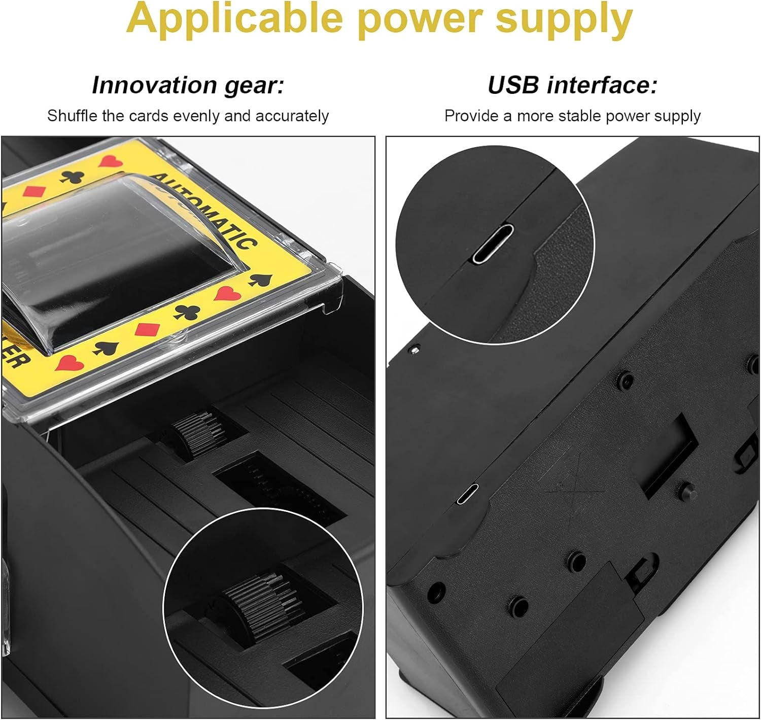 Carta Shuffler, Macchina Automatica Shuffler 2 Deck, Funzionamento a Batteria/Ricarica USB - Una/Due Deck Card Shuffle Sorter, Casinò Elettronico Poker Card Shuffling
