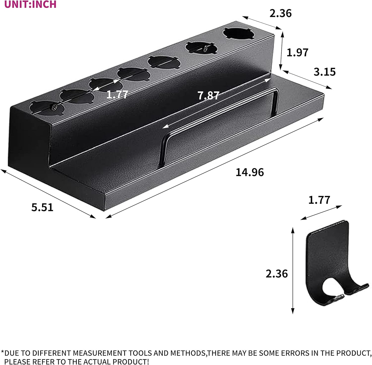 Supporto per Dyson Airwrap per Ferro Arricciacapelli Accessori Da Parete Con Adesivo per Casa Bagno Organizzatore Nero (Lega Di Alluminio)