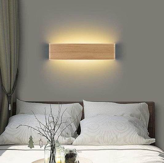 Lampada Da Parete LED Interni Legno Applique Da Parete Su E Giù Lampada a Muro per Soggiorno Camera Da Letto Corridoio Scala Bianco Caldo (32Cm)