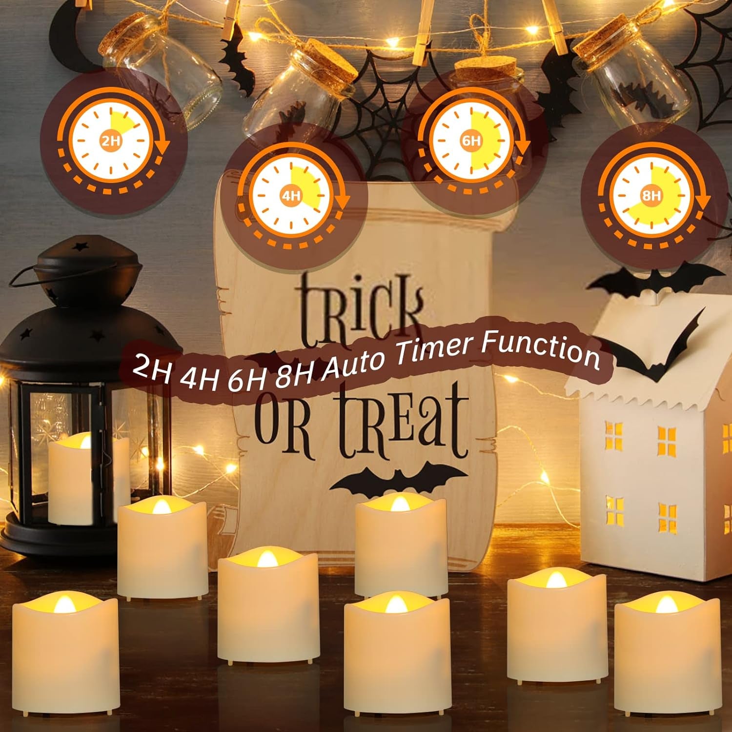 6 Candele LED Ricaricabili Con Funzione Timer, Telecomando, Fiamma Tremolante Elettrica Con Cavo Di Alimentazione per Soggiorno, Halloween, Natale, Matrimoni, Feste, Decorazioni