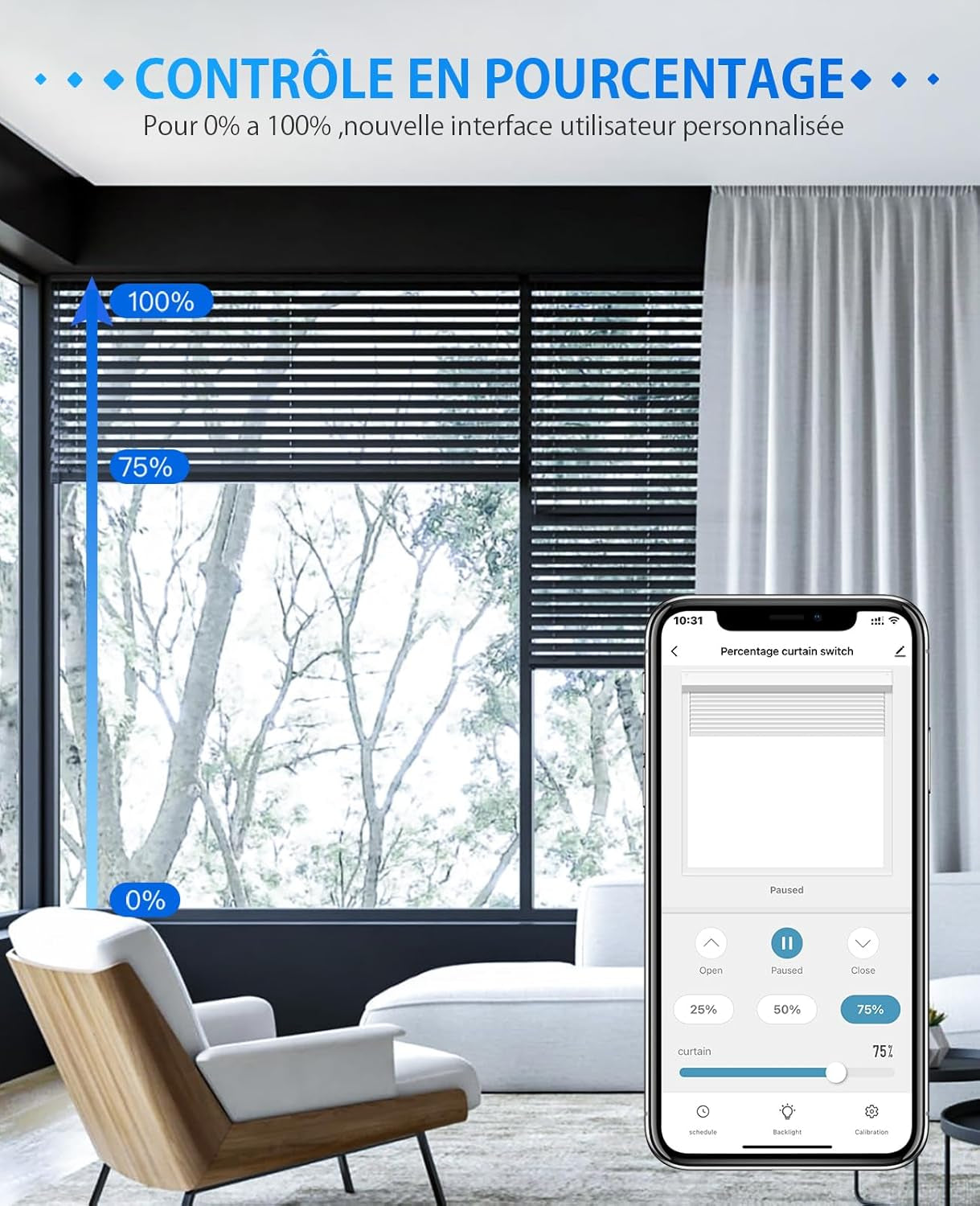 Interruttore per Tapparelle Wlan Con Funzione Percentuale, Timer Intelligente per Tapparelle, Compatibile Con Alexa/Google Home/Smart Life, Controllo Tapparelle Richiede Conduttori Zero
