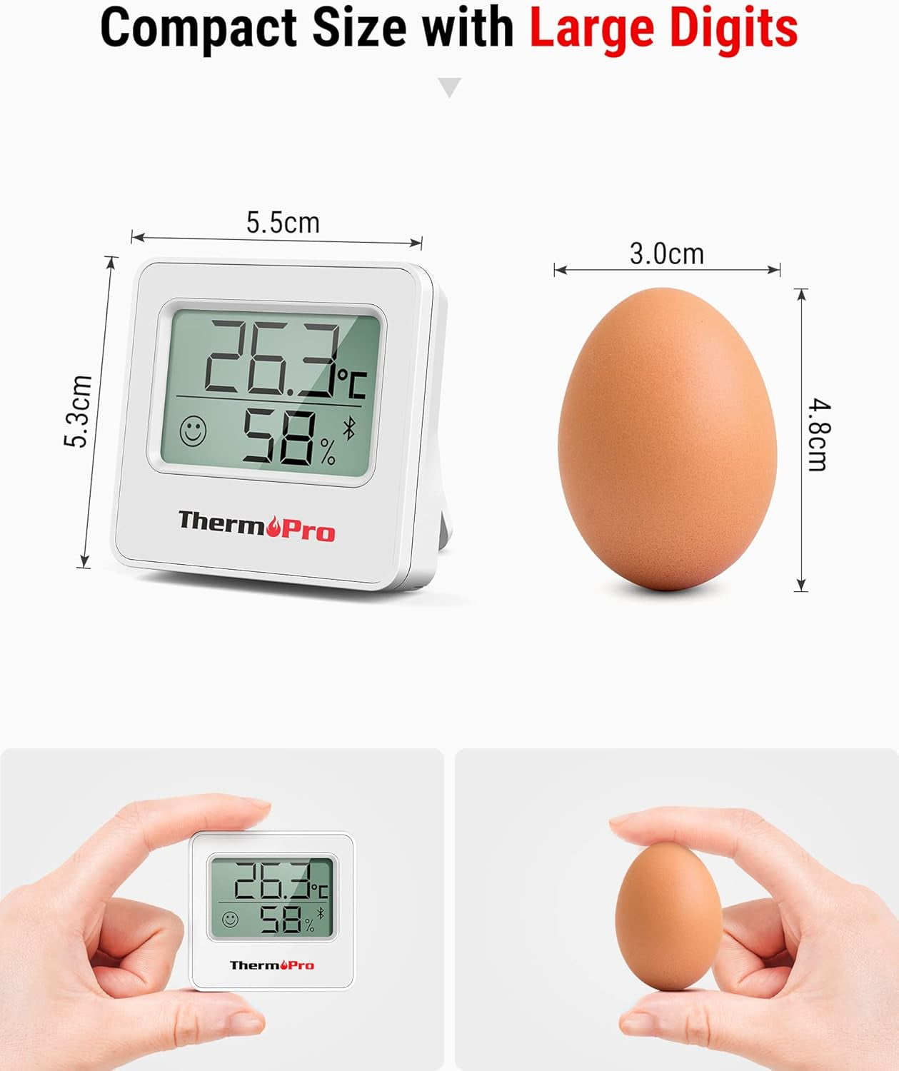 TP357 Termometro per Ambienti Interni Bluetooth Igrometro Misuratore Di Umidità E Monitor Della Temperatura Con APP Intelligente E Registrazione Dei Dati per Camera Del Bambino 3 Pezzi