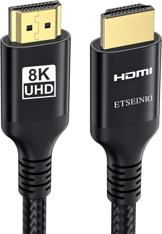 2024 Nuovo Cavo HDMI 8K 4K Da 10 Metri, Intrecciato 48Gbps Cavo HDMI® Alta Velocità 4K 144Hz 120Hz 8K@60Hz, Supporto Earc HDCP2.3 HDR10+ D.Olby Atmos, Compatibile Con PS5 X-Box Monitor HDTV