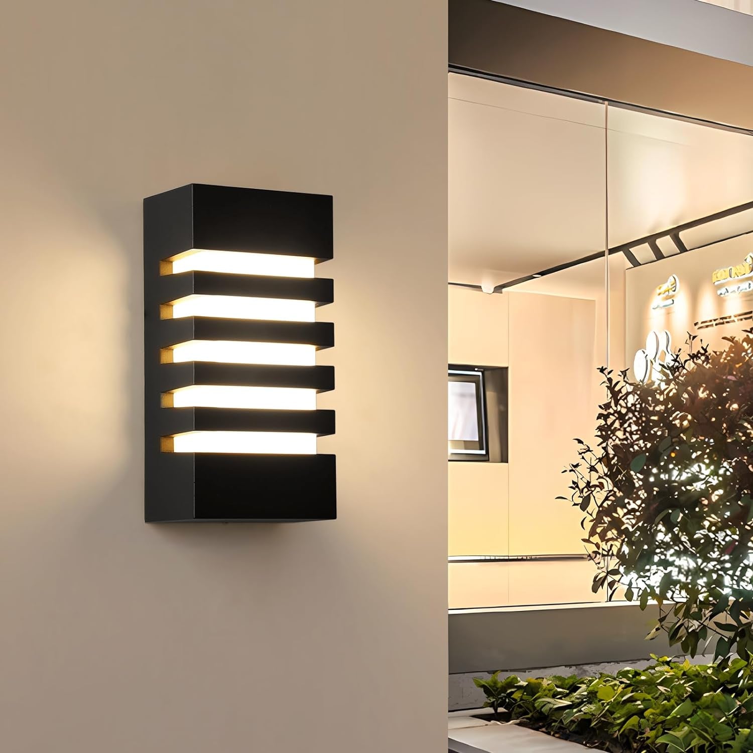 Applique Esterno, 18W Lampada Moderno Esterno Parete, IP65 Impermeabile LED Interno/Esterni Illuminazione Parete, Nero Lampada Da Parete Luce Calda 3000K per Balcone, Giardino, Garage